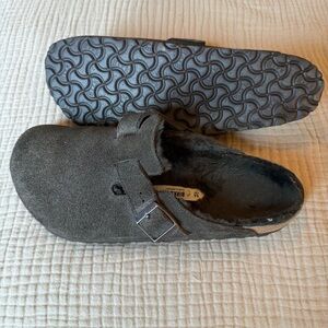Birkenstock Dark Gray Suede Slip-Ons